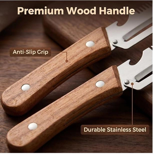 3-in-1 Vegetable Peeler with Wooden Grip