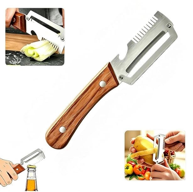 3-in-1 Vegetable Peeler with Wooden Grip